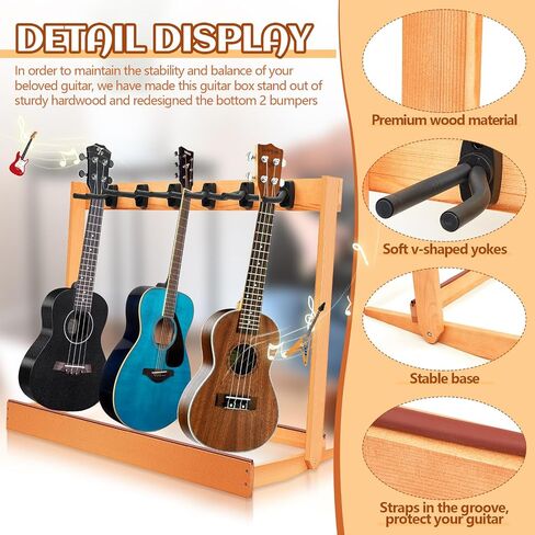 6 Space Guitar Stand for Multiple Guitars Pine Guitar Holder Guitar Rack Guitar Cabinet for 6 Electric or Bass, or 3 Acoustic Guitars for Home Studio in Saudi Arabia