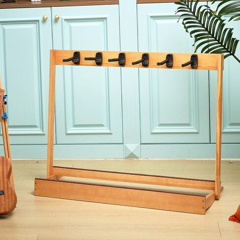 6 Space Guitar Stand for Multiple Guitars Pine Guitar Holder Guitar Rack Guitar Cabinet for 6 Electric or Bass, or 3 Acoustic Guitars for Home Studio in Saudi Arabia