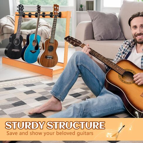 6 Space Guitar Stand for Multiple Guitars Pine Guitar Holder Guitar Rack Guitar Cabinet for 6 Electric or Bass, or 3 Acoustic Guitars for Home Studio in Saudi Arabia