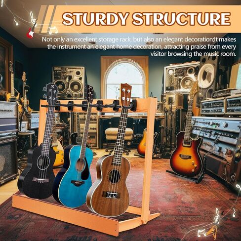 6 Space Guitar Stand for Multiple Guitars Pine Guitar Holder Guitar Rack Guitar Cabinet for 6 Electric or Bass, or 3 Acoustic Guitars for Home Studio in Saudi Arabia