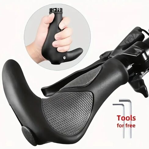 1 Pair Bike Handlebar Grips, Comfortable Ergonomic Bike Grips with Non-Slip Rubber for E-Bike, Trekking Bike, Mountain Bike and Touring Bike in Kuwait