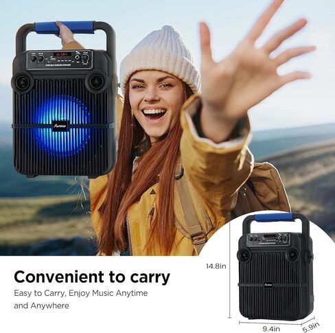 آلة كاريوكي Asmuse مع 2 ميكروفونات، آلة كاريوكي محمولة للبالغين مع أضواء LED، مكبر صوت بلوتوث محمول للحفلات/المنزل/الهدايا، تدعم بطاقة TF، USB، AUX in، FM، REC in Kuwait