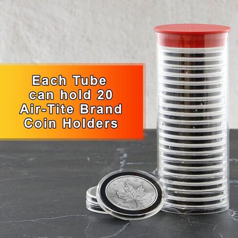 OnFireGuy 20pcs 38mm Black Ring Coin Holders & Capsule Tube with Black Cap Lid for 1oz Silver Dollars | Capsules & Storage Tube for Morgan, Peace, Eisenhower Silver Dollars (NOT Silver Eagles) in Kuwait