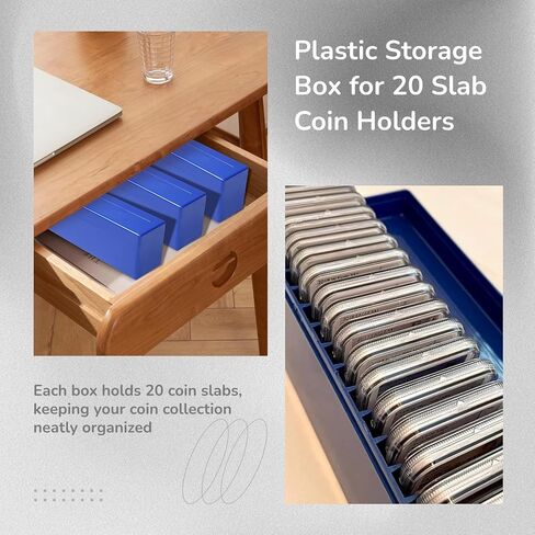 Coin Slab Storage Boxes with 20 Slots, 3 Pcs plastic Coin Holder Organizer Boxes for 60 Coin Slabs, Coin Storage Cases Compatible with PCGS NGC PMGab Coin Holders(Include Boxes Only) in Saudi Arabia