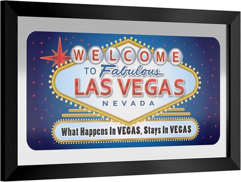 Wall Mirror - Ready-to-Hang Las Vegas Black Framed Rectangle Mirror - for Pub, Game Room, Garage or Home Bar in Saudi Arabia