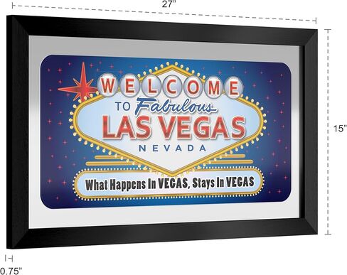 Wall Mirror - Ready-to-Hang Las Vegas Black Framed Rectangle Mirror - for Pub, Game Room, Garage or Home Bar in Saudi Arabia