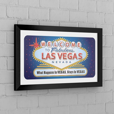 Wall Mirror - Ready-to-Hang Las Vegas Black Framed Rectangle Mirror - for Pub, Game Room, Garage or Home Bar in Saudi Arabia