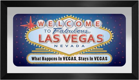 Wall Mirror - Ready-to-Hang Las Vegas Black Framed Rectangle Mirror - for Pub, Game Room, Garage or Home Bar in Saudi Arabia