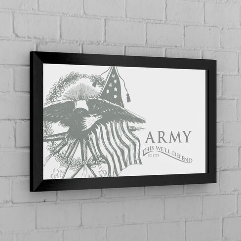 Wall Mirror - Ready-to-Hang United States Army This We'll Defend Black Framed Rectangle Mirror - for Pub, Game Room, Garage or Home Bar in Saudi Arabia