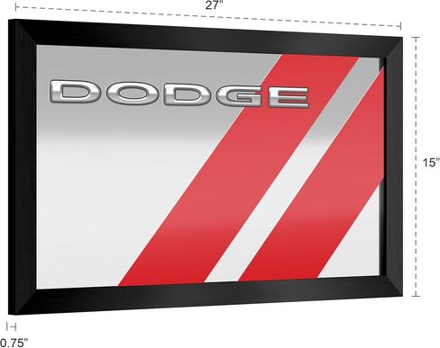 Wall Mirror - Ready-to-Hang Dodge Big Stripe Black Framed Rectangle Mirror - for Pub, Game Room, Garage or Home Bar in Saudi Arabia