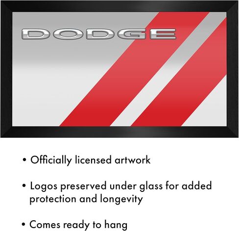 Wall Mirror - Ready-to-Hang Dodge Big Stripe Black Framed Rectangle Mirror - for Pub, Game Room, Garage or Home Bar in Saudi Arabia