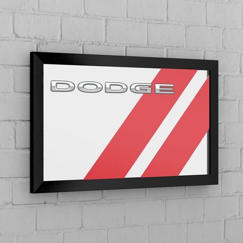 Wall Mirror - Ready-to-Hang Dodge Big Stripe Black Framed Rectangle Mirror - for Pub, Game Room, Garage or Home Bar in Saudi Arabia