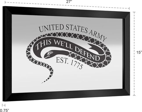 Wall Mirror - Ready-to-Hang United States Army The Horn Calls Black Framed Rectangle Mirror - for Pub, Game Room, Garage or Home Bar in Saudi Arabia