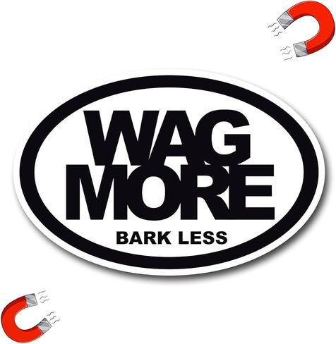 ملصق مغناطيسي بيضاوي Wag More Bark Less - 4×6 بوصات، مغناطيس سيارات عالي التحمل للسيارة والشاحنات وسيارات الدفع الرباعي - إكسسوارات محبي الحيوانات الأليفة، عبر عن حبك للكلاب باستخدام مغناطيس السيارة الفريد هذا in Kuwait