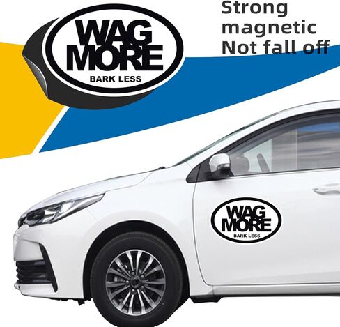 ملصق مغناطيسي بيضاوي Wag More Bark Less - 4×6 بوصات، مغناطيس سيارات عالي التحمل للسيارة والشاحنات وسيارات الدفع الرباعي - إكسسوارات محبي الحيوانات الأليفة، عبر عن حبك للكلاب باستخدام مغناطيس السيارة الفريد هذا in Kuwait