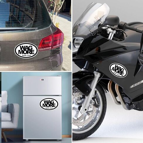 ملصق مغناطيسي بيضاوي Wag More Bark Less - 4×6 بوصات، مغناطيس سيارات عالي التحمل للسيارة والشاحنات وسيارات الدفع الرباعي - إكسسوارات محبي الحيوانات الأليفة، عبر عن حبك للكلاب باستخدام مغناطيس السيارة الفريد هذا in Kuwait