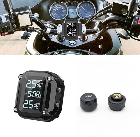 Universal Motorcycle TPMS Tire Pressure Monitoring System with 2 External Sensors LCD Display Motorbike Tyre Temperature Alarm in Saudi Arabia