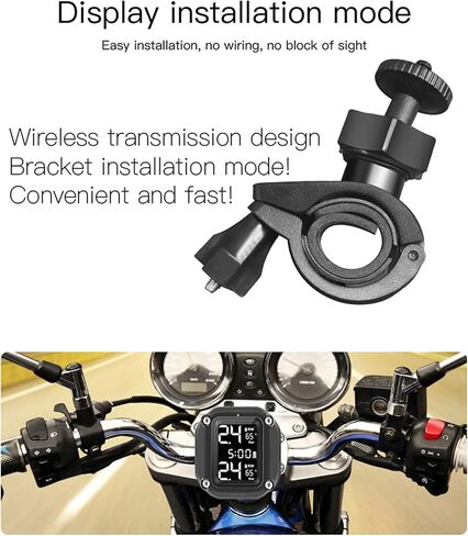 Universal Motorcycle TPMS Tire Pressure Monitoring System with 2 External Sensors LCD Display Motorbike Tyre Temperature Alarm in Saudi Arabia