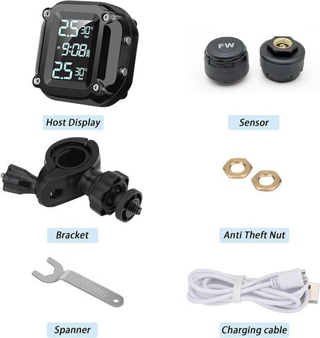Universal Motorcycle TPMS Tire Pressure Monitoring System with 2 External Sensors LCD Display Motorbike Tyre Temperature Alarm in Saudi Arabia