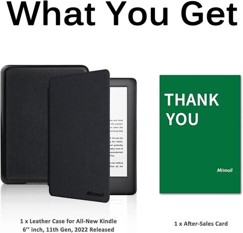 Miimall متوافق مع حافظة Kindle الجديدة كليًا (الجيل الحادي عشر، إصدار 2022)، غلاف جلد PU رفيع للغاية مع مغناطيس للنوم/الاستيقاظ التلقائي، غطاء حماية كامل لجهاز Kindle الجديد 2022، 6 بوصة (أسود) in Saudi Arabia
