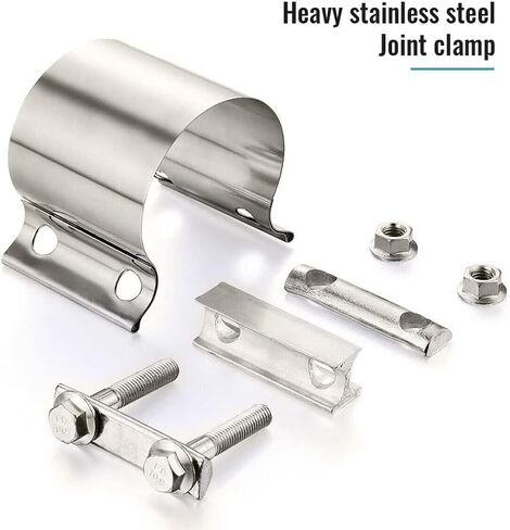 2.25 Inch Exhaust Clamp, Butt Joint Band Clamp Sleeve Coupler Stainless Steel for Exhaust Pipes, Mufflers and Catalytic Converters in Kuwait