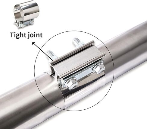 2.25 Inch Exhaust Clamp, Butt Joint Band Clamp Sleeve Coupler Stainless Steel for Exhaust Pipes, Mufflers and Catalytic Converters in Kuwait