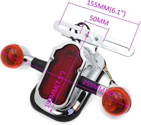 Motorcycle Chrome Amber Metal Tombstone Brake Tail W/Light Signal Compatiable With Big Twin Motorcycle Bike [P/N: XH3118B-A-01-CD+AMBER] in Saudi Arabia