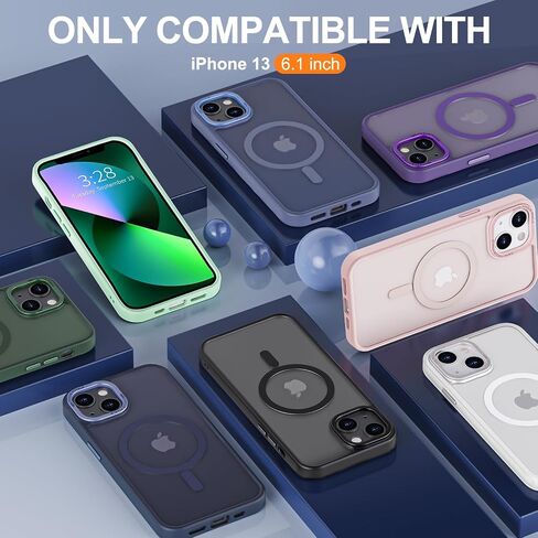 حافظة Hython لهاتف iPhone 13 حافظة هاتف مغناطيسية شفافة غير لامعة مقاس 6.1 بوصة [متوافقة مع MagSafe] غطاء حماية صلب رفيع مقاوم للصدمات للنساء والرجال والفتيات، أسود بلوري in Kuwait