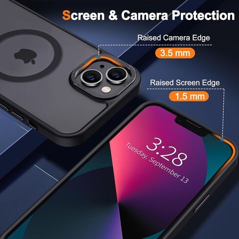 حافظة Hython لهاتف iPhone 13 حافظة هاتف مغناطيسية شفافة غير لامعة مقاس 6.1 بوصة [متوافقة مع MagSafe] غطاء حماية صلب رفيع مقاوم للصدمات للنساء والرجال والفتيات، أسود بلوري in Kuwait