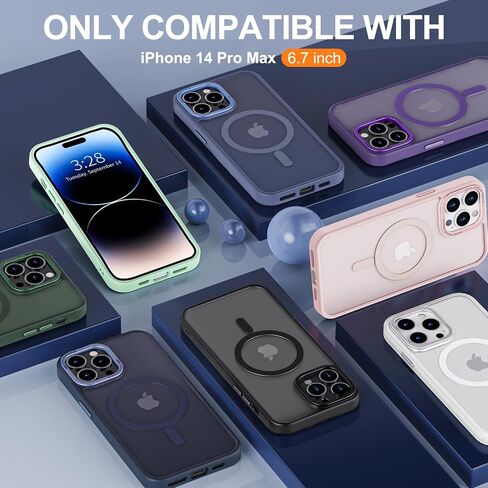 حافظة Hython لهاتف iPhone 13 حافظة هاتف مغناطيسية شفافة غير لامعة مقاس 6.1 بوصة [متوافقة مع MagSafe] غطاء حماية صلب رفيع مقاوم للصدمات للنساء والرجال والفتيات، أسود بلوري in Kuwait