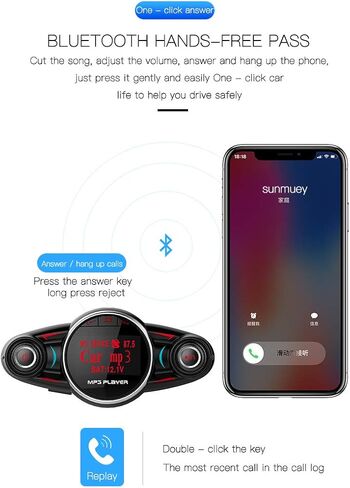 سيارة FM بلوتوث 5.0 جهاز إرسال للسيارة بدون استخدام اليدين مشغل Mp3 يدعم بطاقة TF وUSB، ويدعم عدة ولاعة السجائر في الذاكرة للسيارات والشاحنات والشاحنات (12-24 فولت) in Kuwait