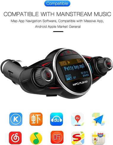 سيارة FM بلوتوث 5.0 جهاز إرسال للسيارة بدون استخدام اليدين مشغل Mp3 يدعم بطاقة TF وUSB، ويدعم عدة ولاعة السجائر في الذاكرة للسيارات والشاحنات والشاحنات (12-24 فولت) in Kuwait