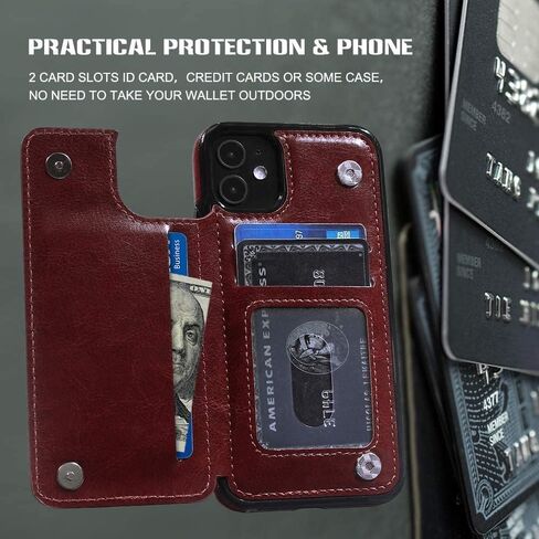 Wallet Case iPhone 11 with Card Holder Cover Cell Phone Leather Protective Purse 6.1 Inch Black in Saudi Arabia