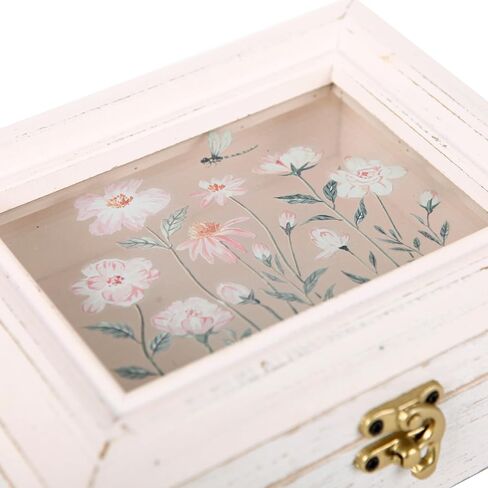 NIKKY HOME Wooden Keepsake Box with Glass Lids, Handmade Small Memory Box, Vintage Decorative Jewelry Display Box - Pink in Saudi Arabia