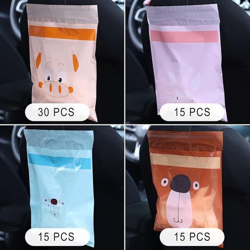 أكياس قمامة السيارة للاستعمال مرة واحدة، 75 قطعة من أكياس قمامة السيارة المقاومة للتسرب، حقيبة قمامة محمولة للسيارة، أكياس قمامة لاصقة جميلة ومتينة للسيارات، مناسبة للسيارة والمطبخ والمكتب in Kuwait