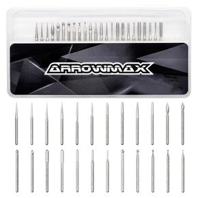 ARROWMAX Carving Bits Wood Engraving Router Bit with (2.35mm) Shank, 24 Pcs Engraving Bits to Meet Your Different Needs, Durable Rotary Tools Accessories for DIY Woodworking, Carving