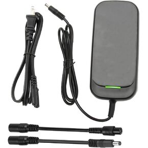 42V 2A Charger Replacement for 36V Lithium Battery with Mini 3-Prong 8mm Female Connector 1 Prong 5.5mm DC Male Plug (Black-42v 2a, dc2.1 Male+8mm Female Plug)