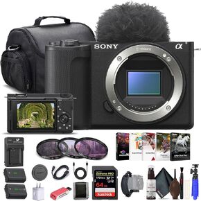 Sony Alpha ZV-E10 II Mirrorless Camera (Body Only, Black) (ZVE10M2KB), 64GB Memory Card, Photo Software, Bag, NP-FZ100 Battery, External Charger, Card Reader, HDMI Cable, Flex Tripod, More