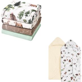 david's kids Baby Muslin Swaddle Blankets + Hooded Baby Towels