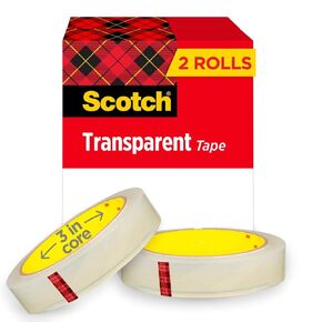 Scotch Transparent Tape, 3/4 in x 2592 in, 3-Inch Core, 1 Box/pack (600)