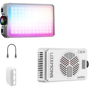 GODOX C30Bi LED Pocket Light, on Camera Video Light with Bi-Color Adjustment 2800K-6500K, Built-in Battery, Photography Light for Shooting, Video, and Live Streaming