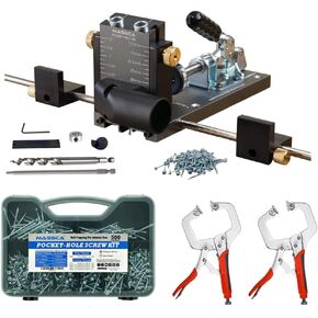 Massca M2 PRO Aluminum Pocket Hole Jig with 500 Screws and (2) 11'' Face Clamps