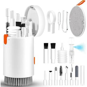 20-in-1 Keyboard Phone Screen Cleaner Kit-Multifunctional Cleaner Kit for Electronic Devices-Headphones Earbuds, Camera, Cellphones Computer Screen Brush Cleaning Spray Set-White (White)