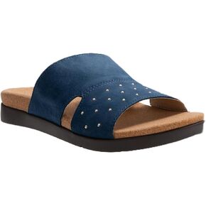 REVITALIGN Women's Lucy Stud Slide Sandal, Marine Blue, 9 Wide