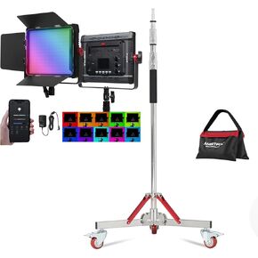 AMBITFUL P35R RGB Video Lighting with Heavy Duty Light Stand,RGB LED Video Light with APP Control,Photography Lighting Kit CRI/TLCI 97