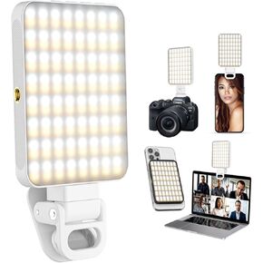 Magnetic Selfie Light,Phone Light Clip On with 128 LEDs & 3 Colors for Laptop,Tablet,Makeup,Video,Vlog,Live Streaming,Photo,Zoom Meetings,YouTube ect (Black)