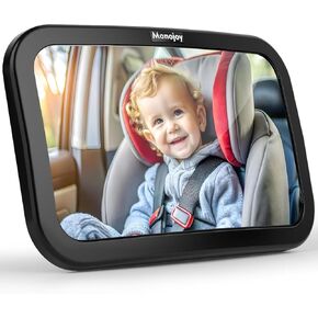 𝐌𝐎𝐍𝐎𝐉𝐎𝐘 Baby Car Mirror for Back Seat, Baby Car Seat Mirror, Safety and Wide Baby Rear View Mirror to See Rear Facing Infants, Babies, Kids and Child