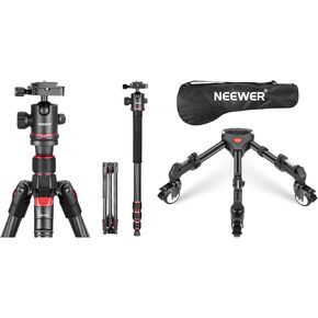 NEEWER TP75 74" Video Tripod with Adjustable Damping Fluid Head, Metal Heavy Duty Dual-Mode QR Plate Compatible with DJI RS Gimbals, Flexible 360° Tilt, Photography Tripod Dolly Included