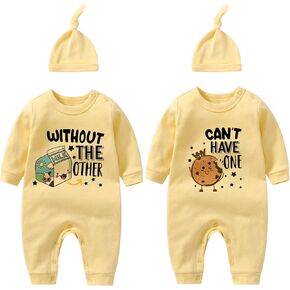 ysculbutol twins bodysitits - حليب الرضع ملابس للجنسين توأم طفل رومب مع قبعة