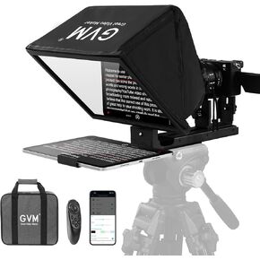 GVM 12" Teleprompter for iPad Tablet Phone DSLR Camera, Collapsible Teleprompter Kit with Installation Free Design, HD Refective Display, APP Remote Control, Carry Case, for Video Recording